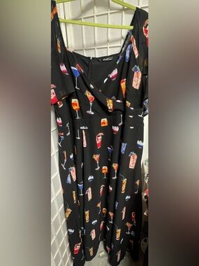 Eshakti Cocktails Drinks Wine Cooler Print Eclectic Dress Custom Plus Sz 1X/2X